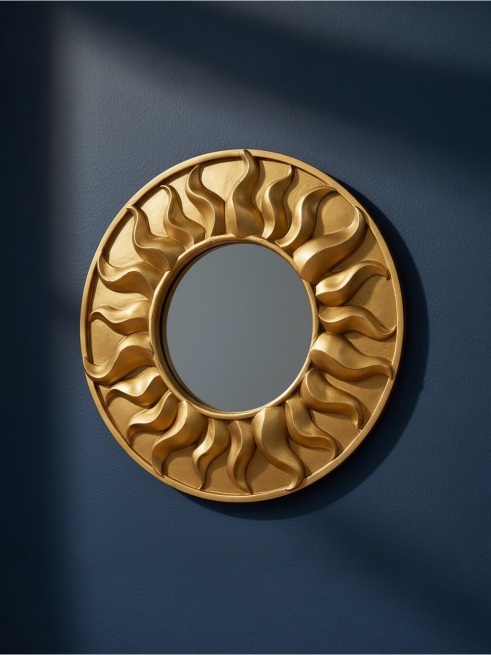 Gold Sunburst Round Wall Mirror